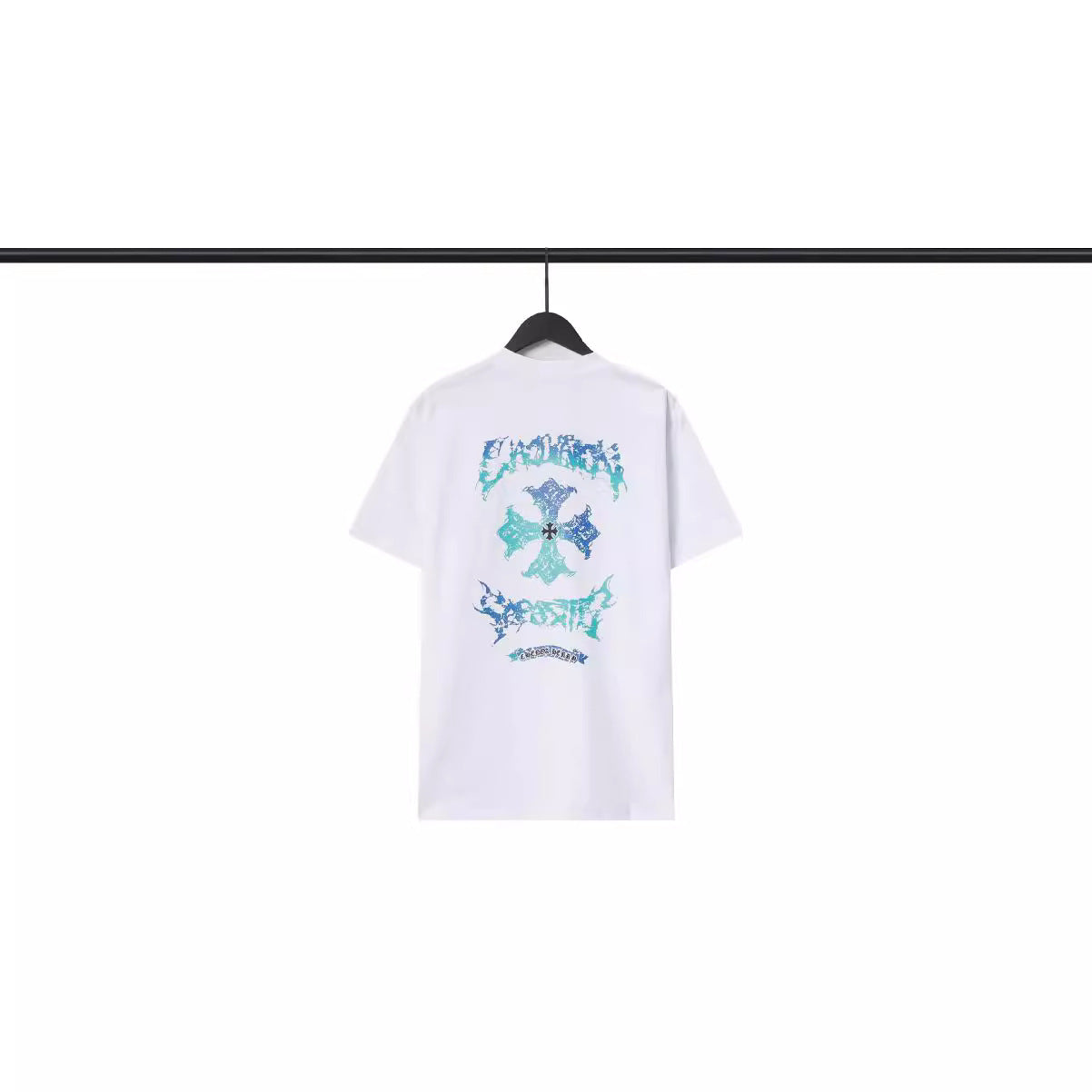 Chrome Heart T Shirts Sanskrit Cross Print Embroidery Loose Short Sleeve T-Shirt