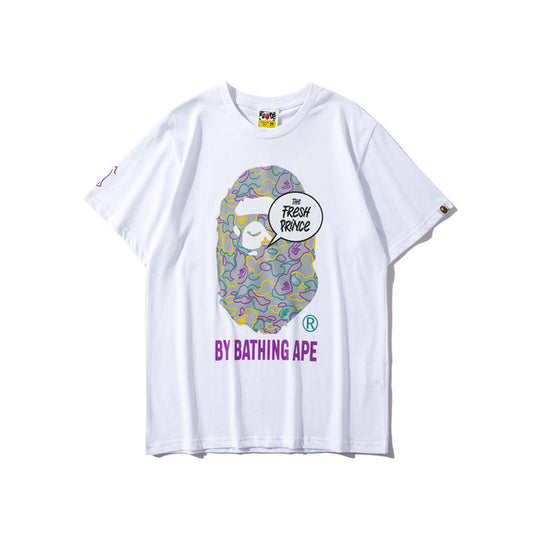 Bathing Ape T-Shirt Summer Printing Colorful Graffiti Short Sleeve T-shirt Men and Women