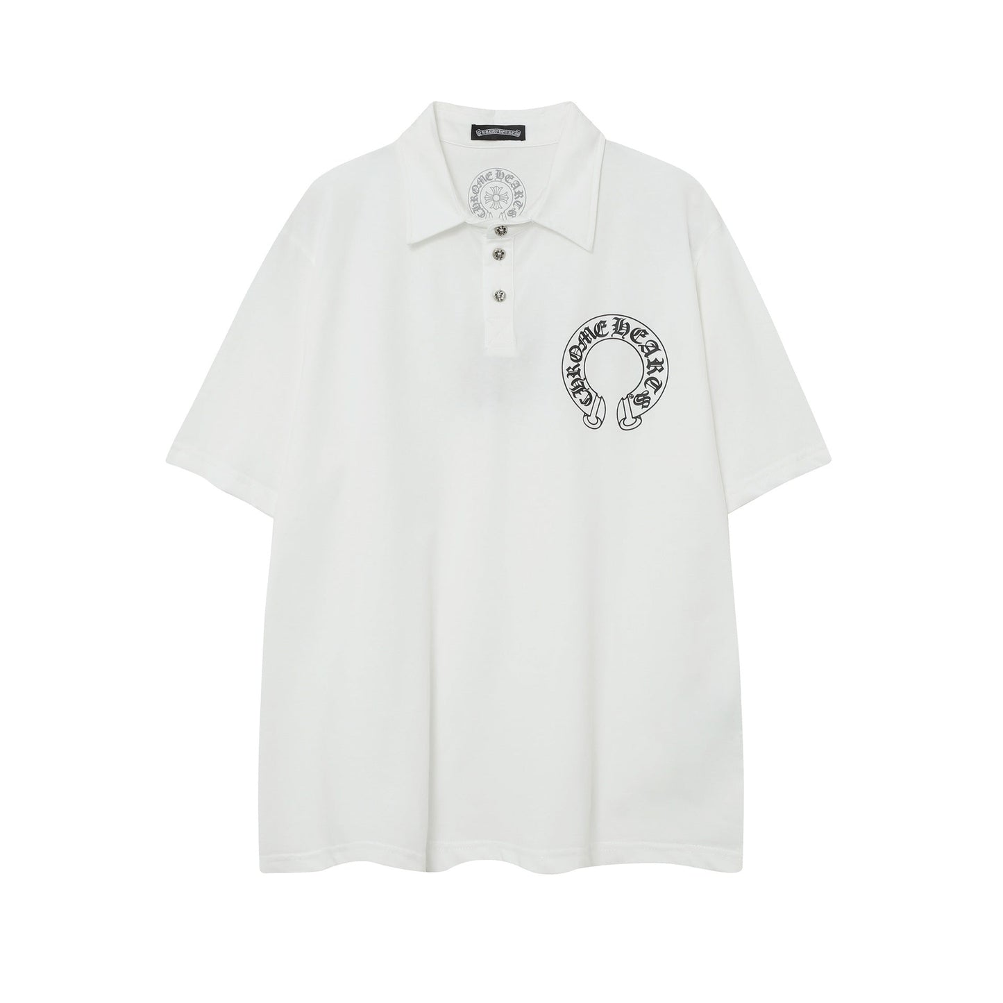 Chrome Heart T Shirts Sanskrit horseshoe print polo shirt short sleeve