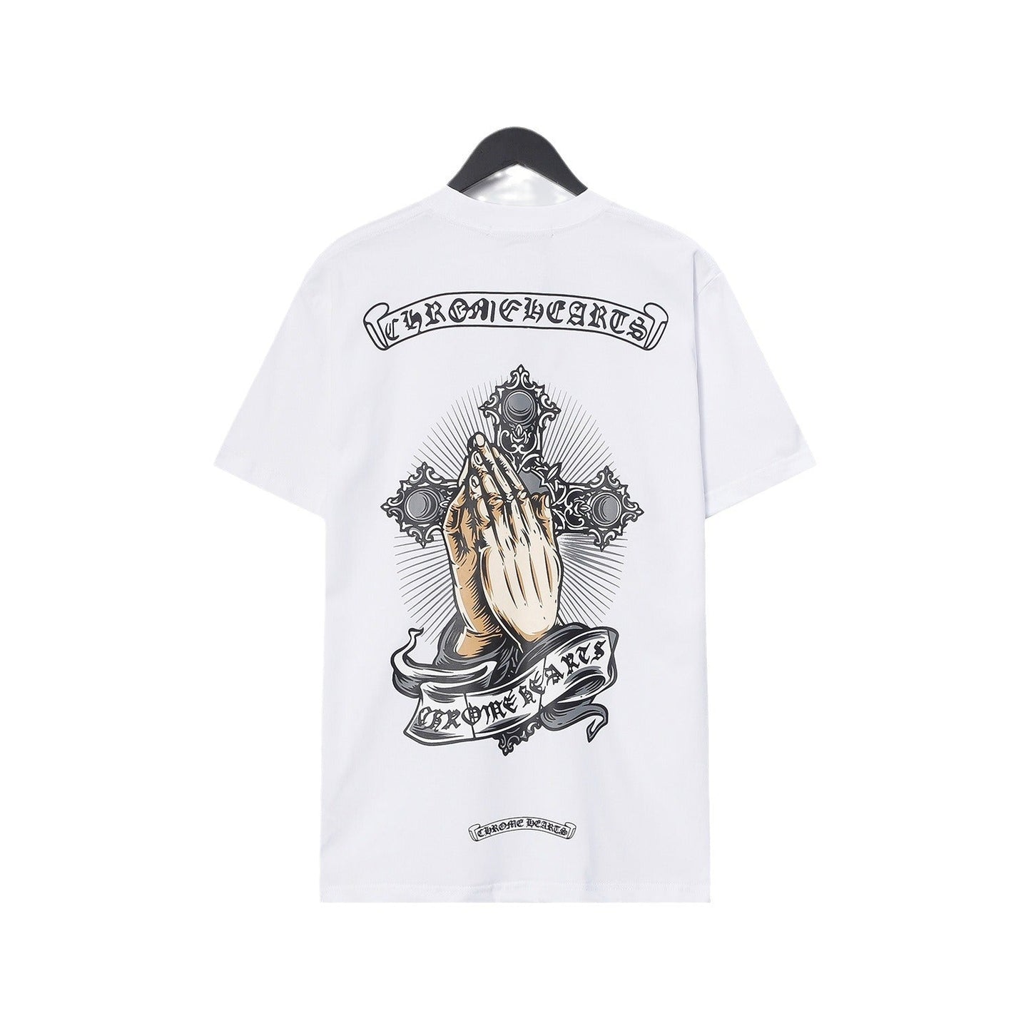 Chrome Heart T Shirts Croix Hands Ribbon Cross