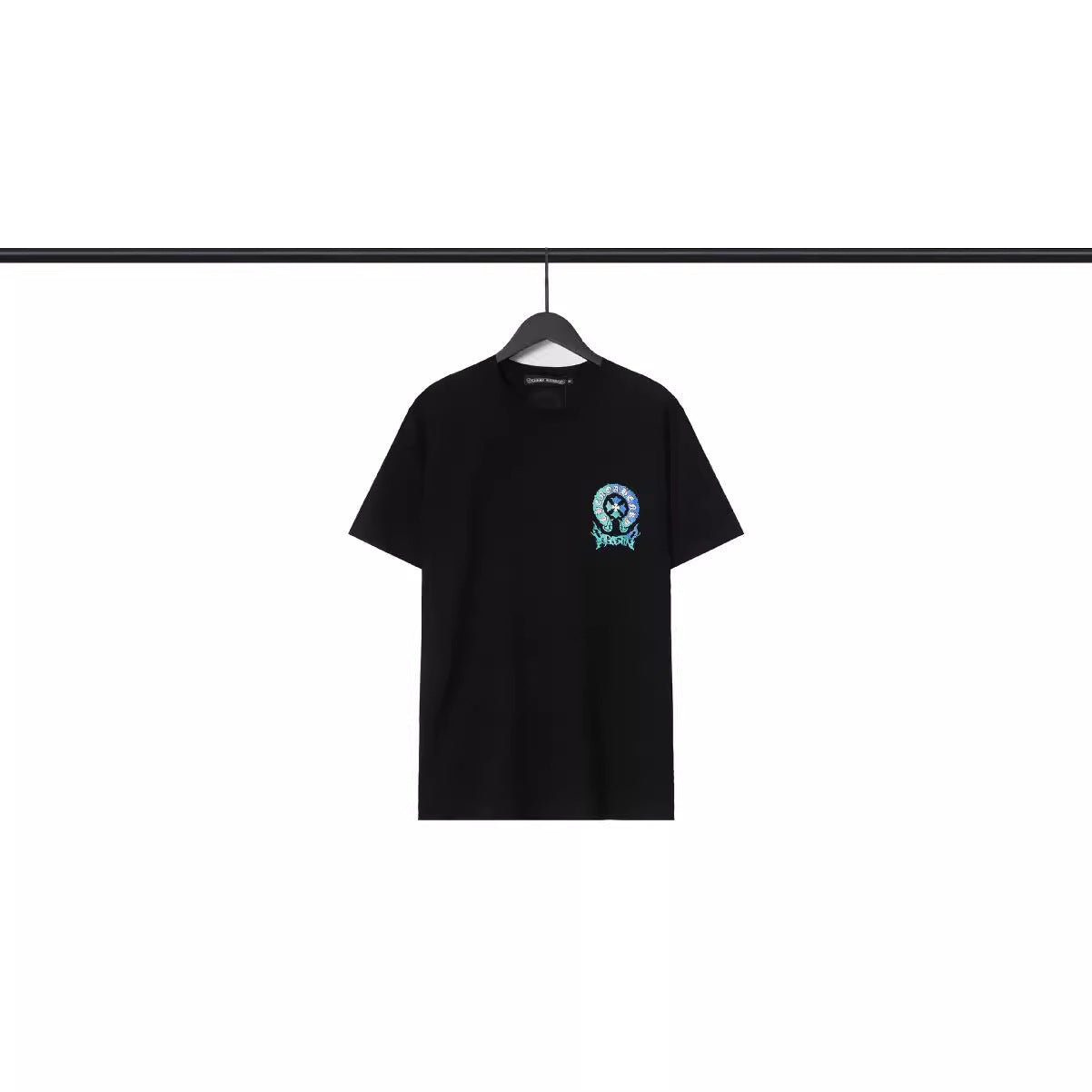 Chrome Heart T Shirts Sanskrit Cross Print Embroidery Loose Short Sleeve T-Shirt