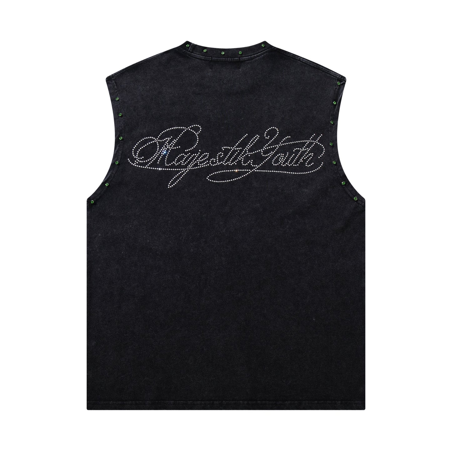 MAJESTIK Rhinestone Graphic Sleeveless T-Shirt ¡ª back
